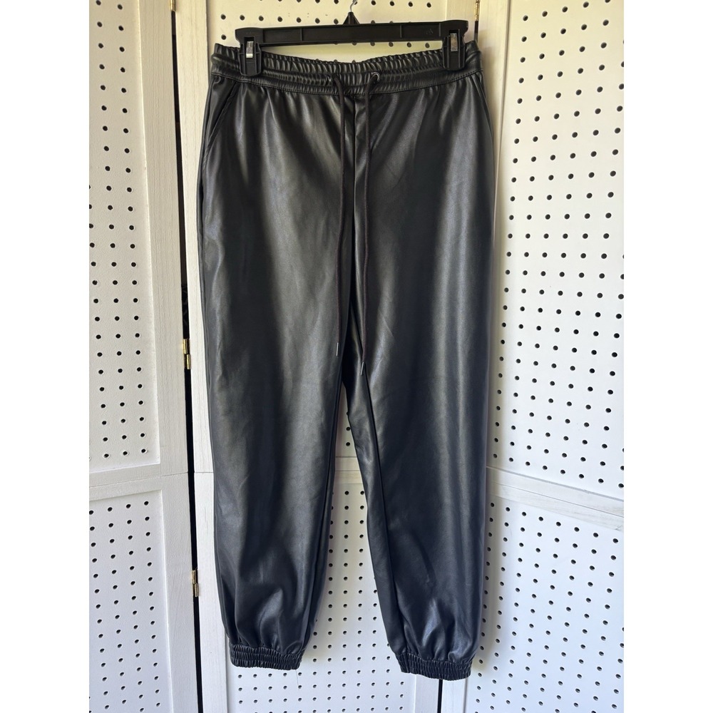 A New Day Women's XS Faux Leather Black Pants Pull On Jogger
